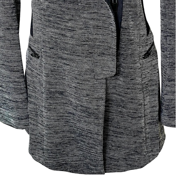 SOLEZIA Women’s Stretch Blazer Black Stretch Moto Inspired Long Fitted Zip Front - Picture 5 of 13